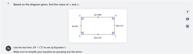 Based on the diagram given, find the value of x and y-example-1