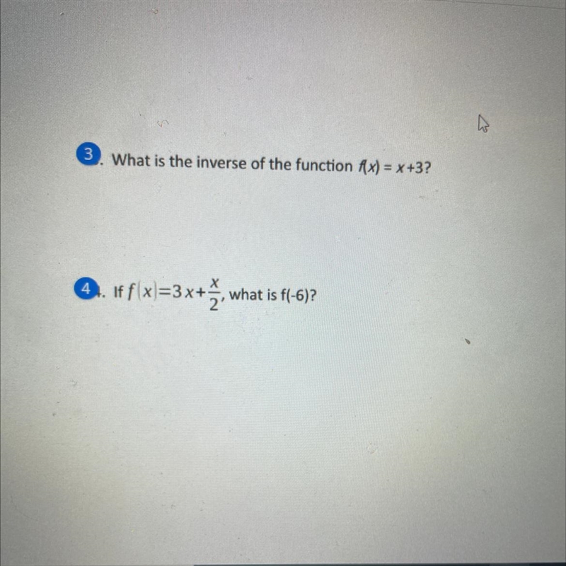 A. If f(x)=3x+Ž, what is f(-6)? (? JUST NEED THE BOTTOM ANWSER-example-1