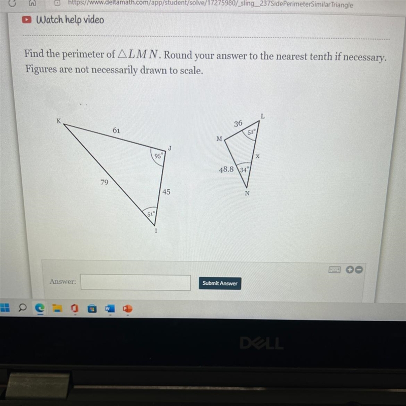 Find the perimeter of ALMN. Round your answer to the nearest tenth if necessary.-example-1