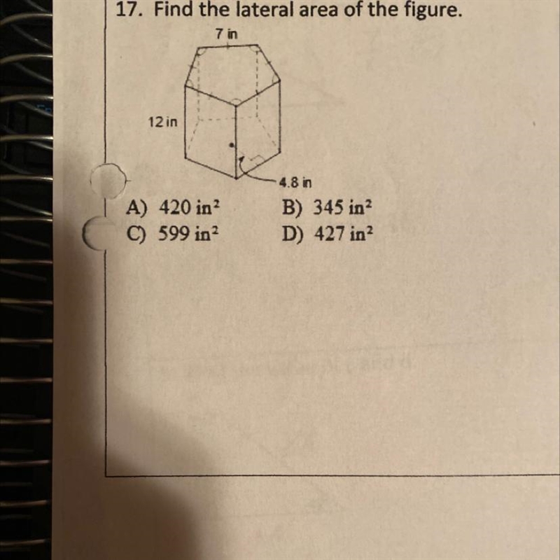 Find the lateral area of the figure geometry-example-1