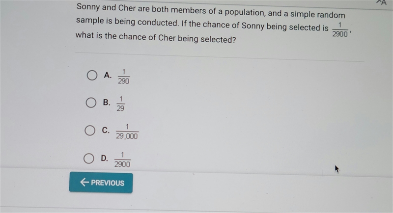 Sonny and Cher are both members of a population, and a simple random sample is being-example-1