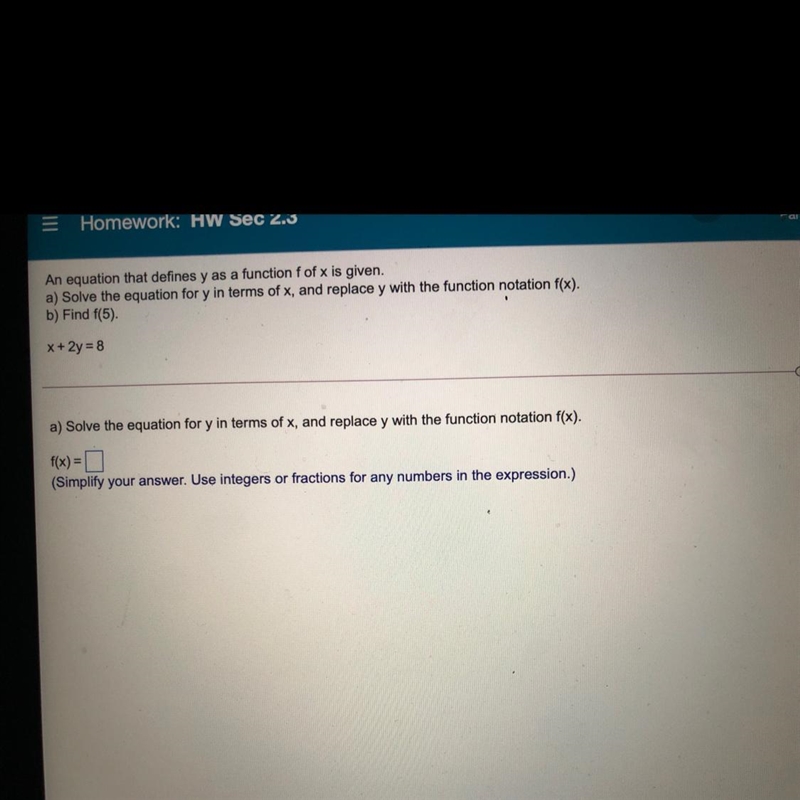 An equation that defined y as a function f of x is given-example-1