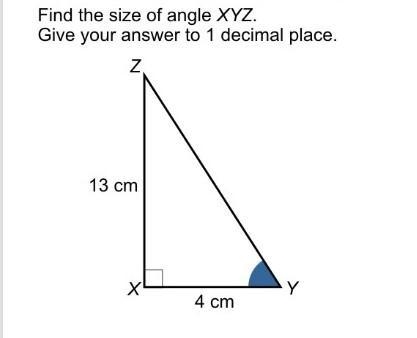 Find the size of angle XYZ give your answer to 1 decimal place​-example-1