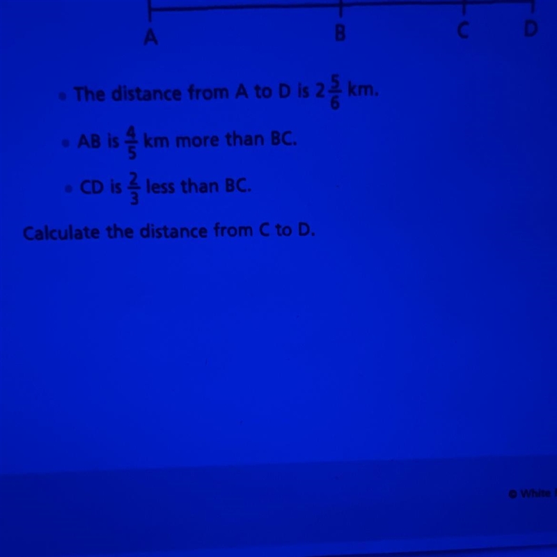 The distance from A to D is 2 and 5/6km. AB is 4/5km more than BC CD is 2/3 less than-example-1