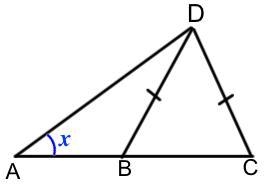 A, B & C lie on a straight line. BD = CD. ∠BDC = 40° and ∠ADB = 45°. Work out-example-1