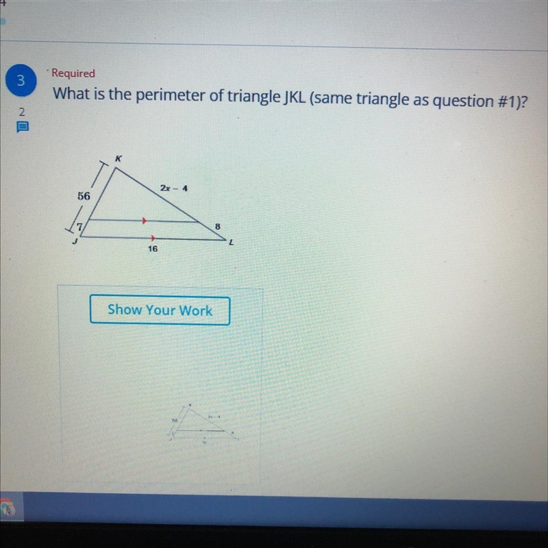 What is the perimeter of triangle JKL (same triangle as question #1)?-example-1