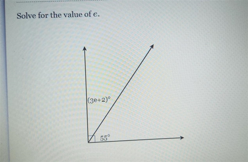 Solve for the value of e. see picture below!!​-example-1