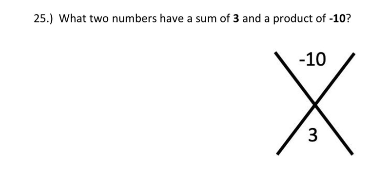 What 2 numbers have a sum of 3 and a product of -10?-example-1