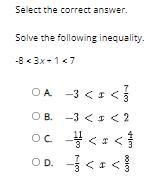 Solve the following inequality.-8 < 3x + 1 < 7-example-1