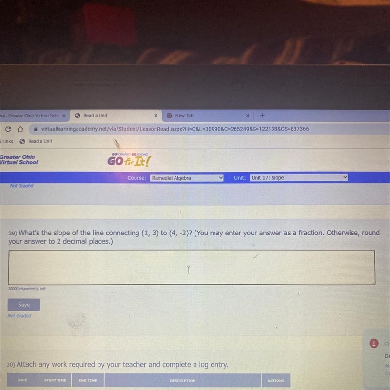 LWhat's the slope of the line connecting (1, 3) to (4, -2)? (You may enter your answer-example-1