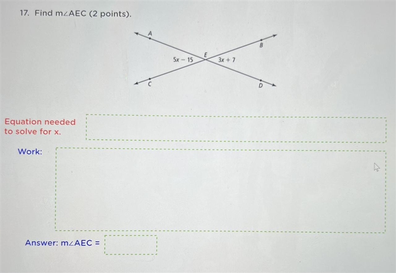 17. Find m Equation needed to solve for x Work Answer: m-example-1