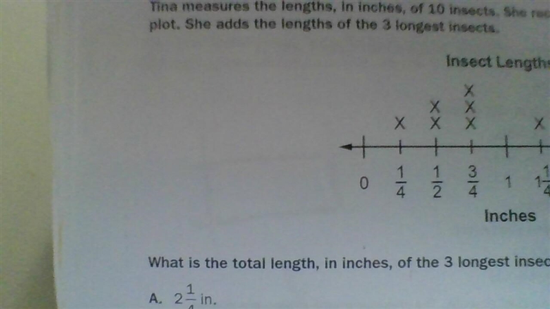 The answer choices are A. 2 1/4 inches B. 3 inches C. 4 1/2 inches D. 5 inches-example-3