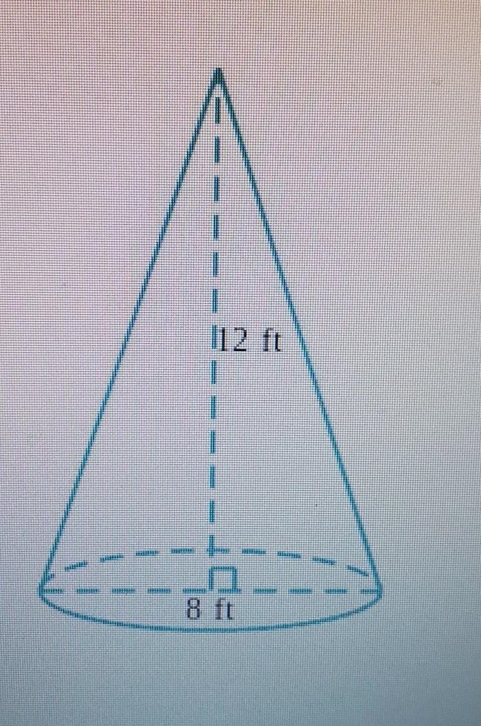 Find the volume of the coneheight 12 ftbase diameter 8ftuse the value 3.14 for pie-example-1