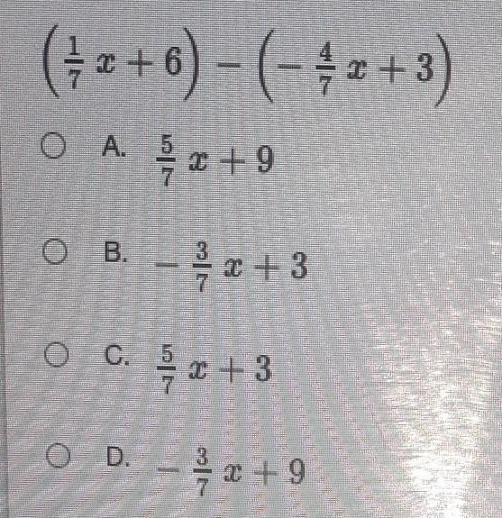 Which expression is equivalent to the given expression? (+2+6)-(- 2+3) x +9 O A I-example-1