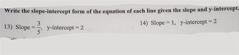 Write the slope-intercept form of the equation of each line give the slope and y-intercept-example-1