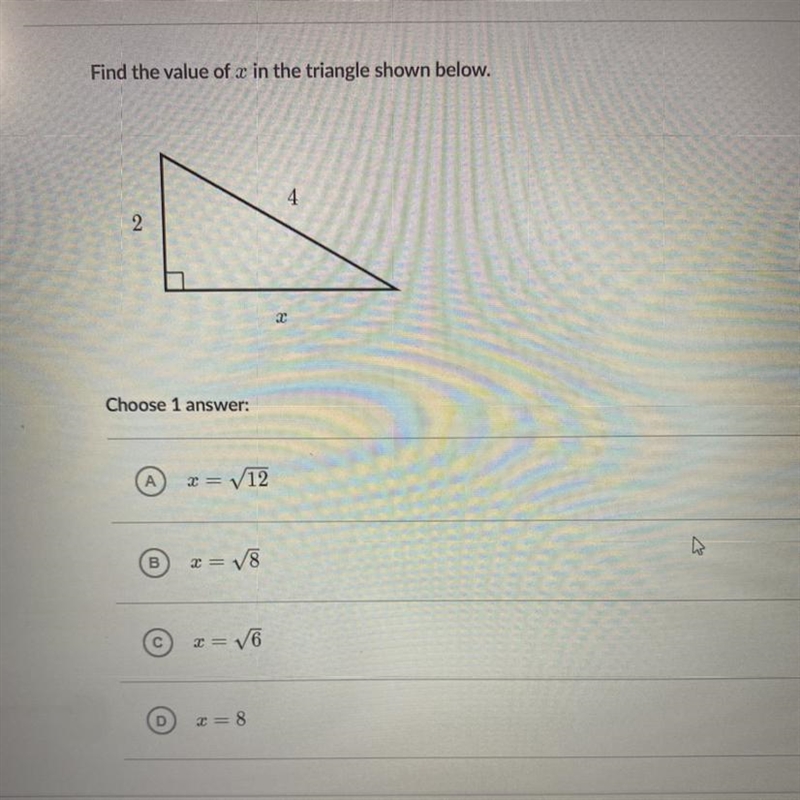 Find the value of x in the triangle show below-example-1