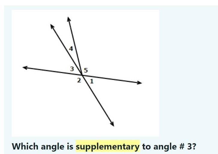 Which angle is supplementary to angle # 3?-example-1