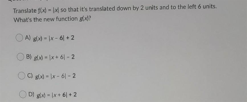 Translate f(x) = [x] so that it's translated down by 2 units and to the left 6 units-example-1