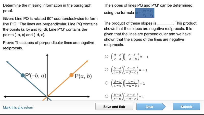 The slopes of lines PQ and P’Q’ can be determined using the formula m = StartFraction-example-1