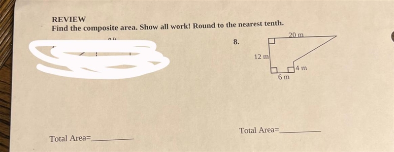 Find the composite area. Show all work! round to the nearest tenth.-example-1