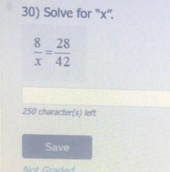 Solve for x 8/x = 28/42-example-1