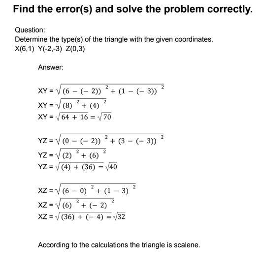 Find the error(s) and solve the problem correctly. Question: Determine the type(s-example-1