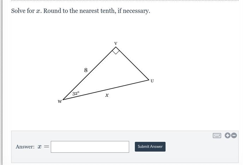 Please Help, Solve for x. Round to the nearest tenth, if necessary.-example-1