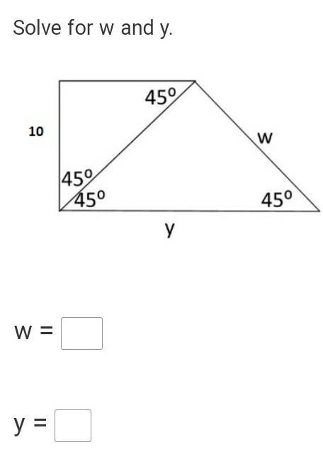 Solve for w and y w= y=​-example-1