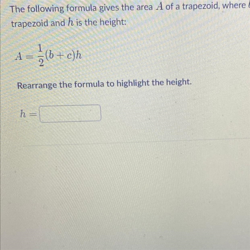 Rearrange the formula to highlight the height-example-1