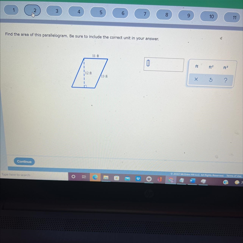 Find The Area Of This Parallelogram. Be Sure To Include The Correct Unit In Your Answer-example-1