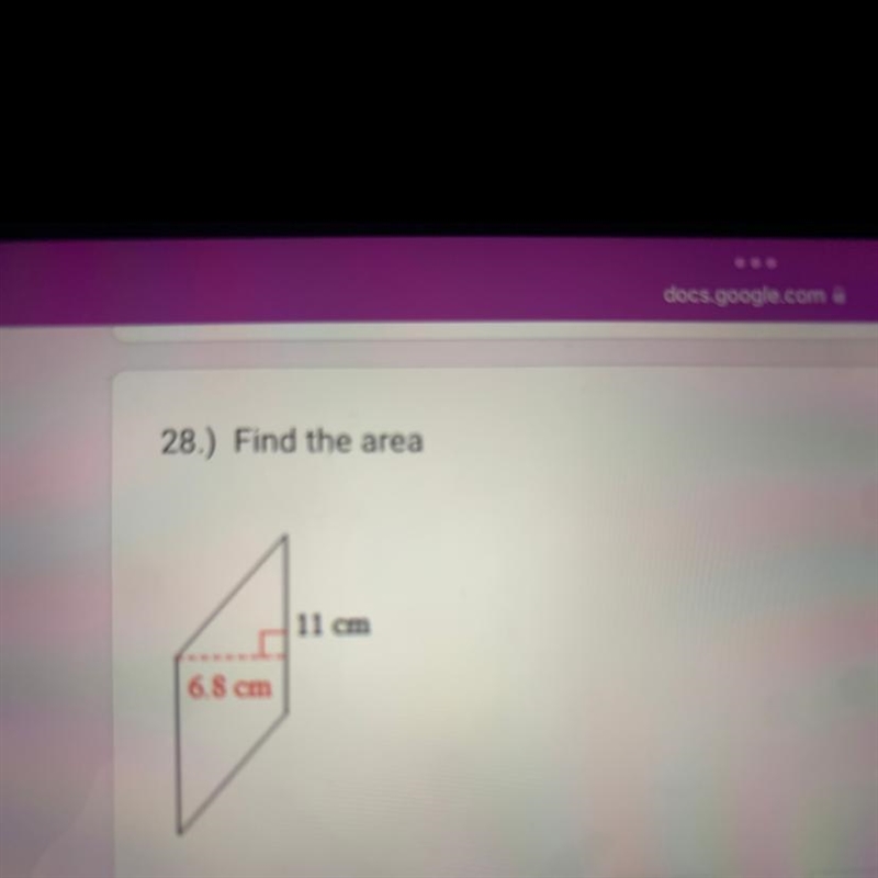 Find the area of the following shape-example-1