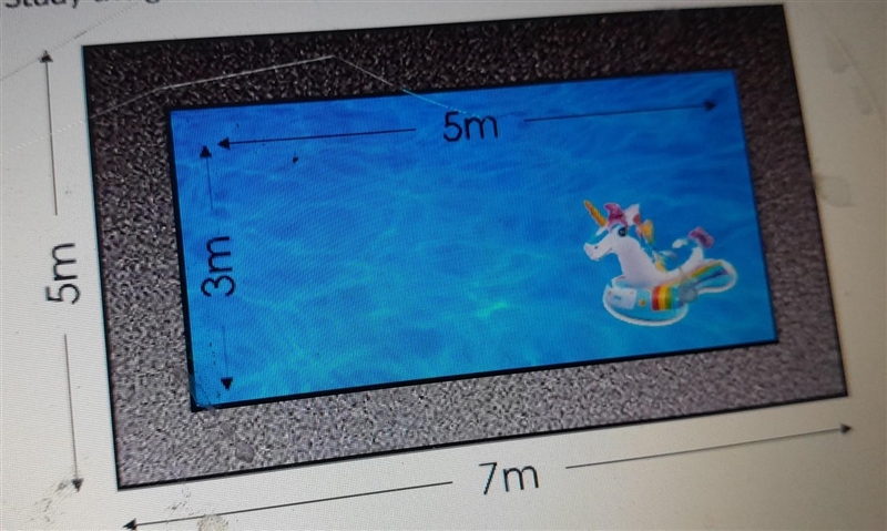 Help asaap Calculate the area of the pavement surrounding the swimming pool.​-example-1