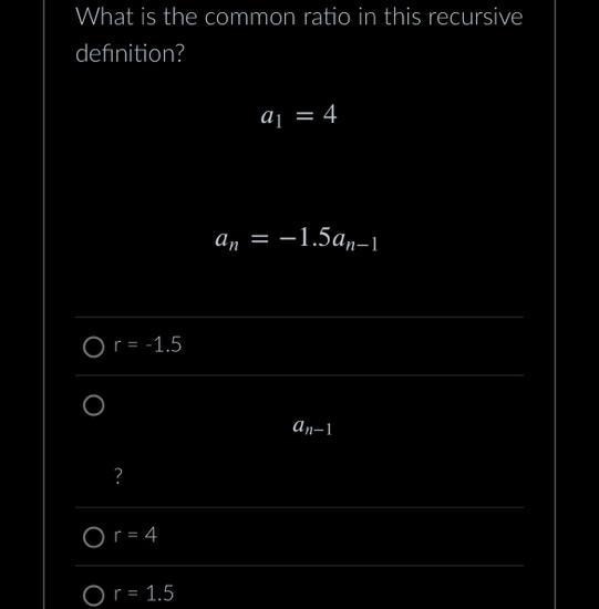 What is the common ratio in this recursive definition?-example-1