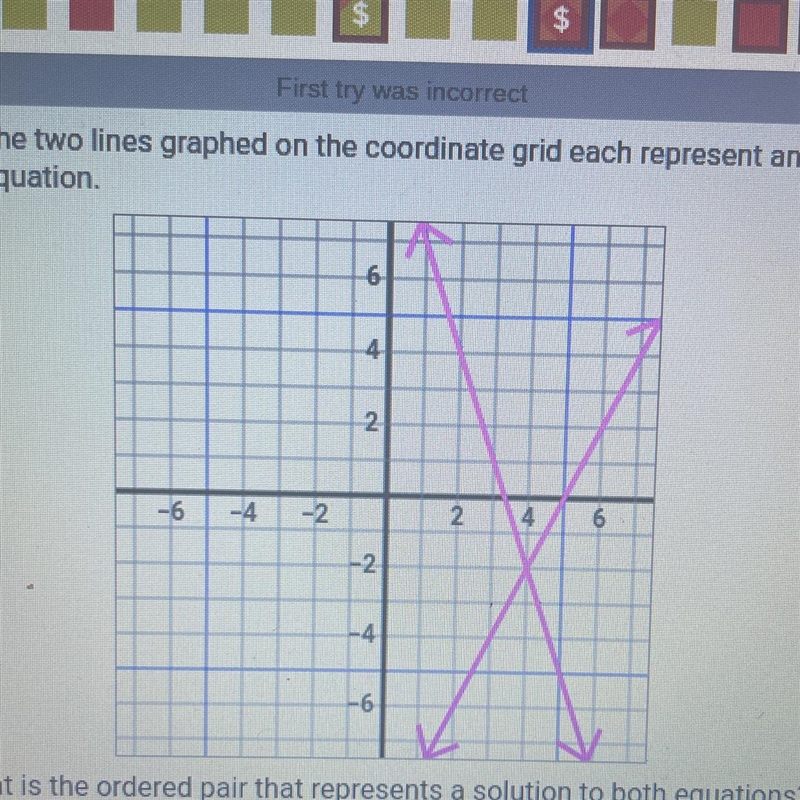 HELP PLS ‼️The two lines graphed on the coordinate grid each represent an equation-example-1