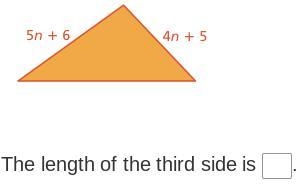 The expression 17n+11 represents the perimeter of the triangle. What is the length-example-1