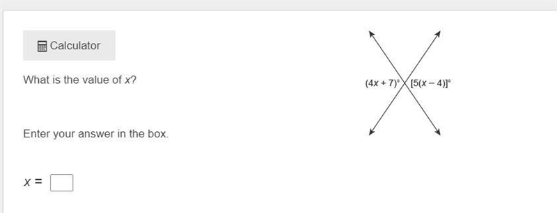 What is the value of x? Enter your answer in the box. x = ___ (EXPLAIN IF POSSIBLE-example-1