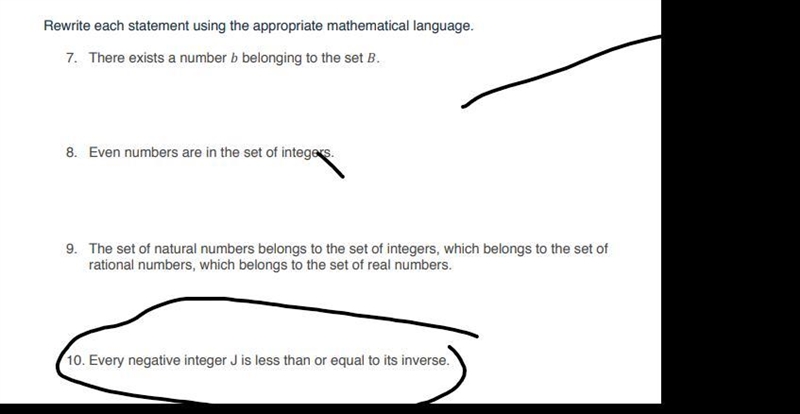 Rewrite each mathematical statement using mathematical language. #10-example-1