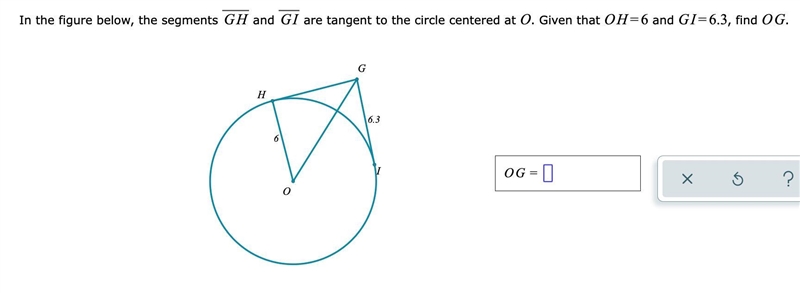 The segment GH and GI are tangent-example-1