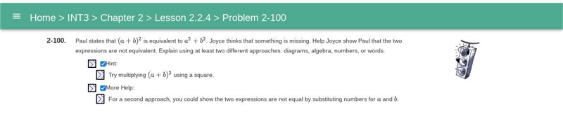 Can someone please help me? It's asking to explain the difference between a^2 + b-example-1