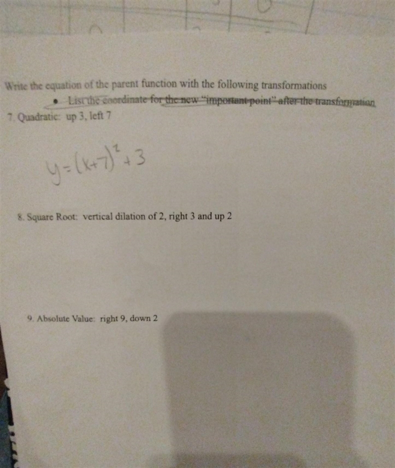 Please I need help with algebra 2! photo for questions 8 and 9! ​-example-1