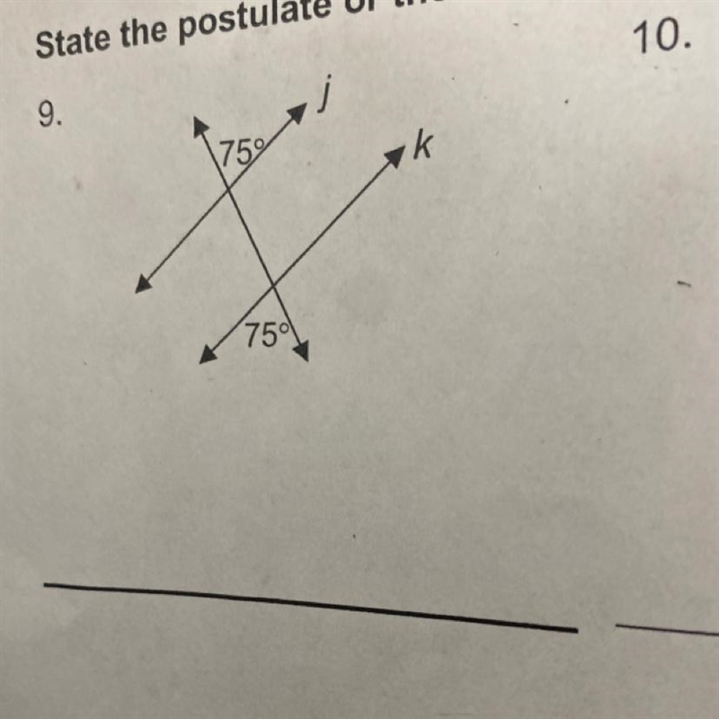 Postulate or theorem (shorthand) that allows you to conclude that j ll k.-example-1