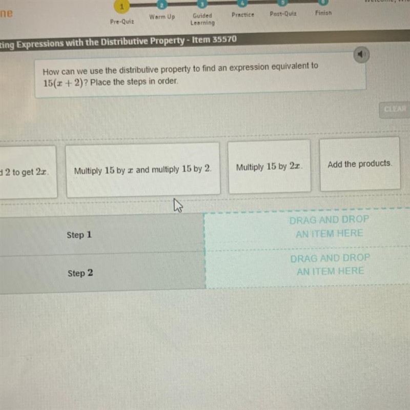 Ressions with the How can we use the distributive property to find an expression equivalent-example-1