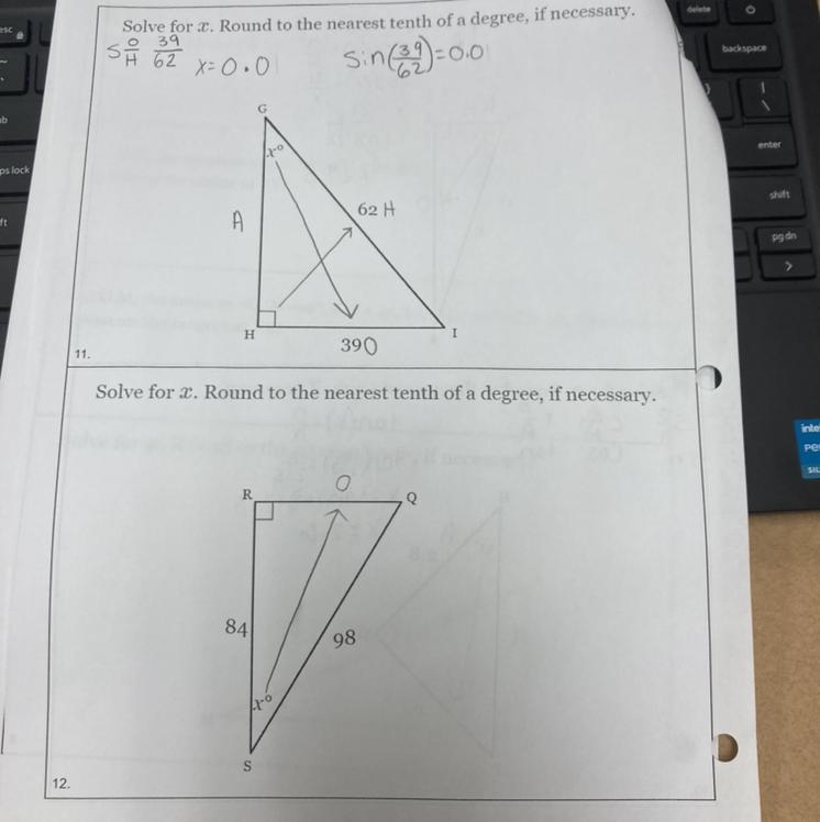 Solve for X. Round to the nearest tenth of a degree, if necessary. Show me how you-example-1