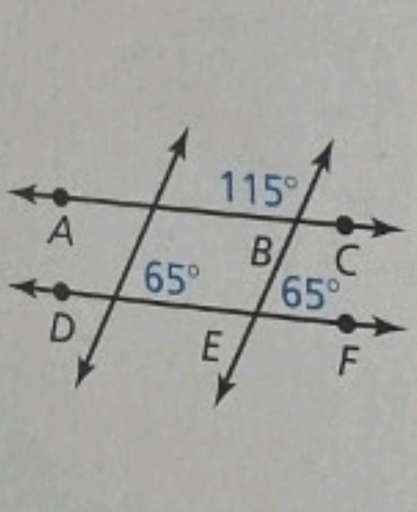 Are lines AC and DF parallel explain​-example-1