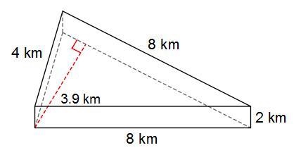 Find the total surface area.A. 94.4 km²B. 71.2 km²C. 102.9 km²D. 55.6 km²-example-1