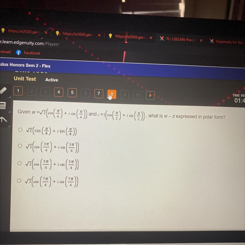 I si what is w- z expressed in polar form? Given wuv5c() + (.) and : ==(--(?) + () =(cos-example-1