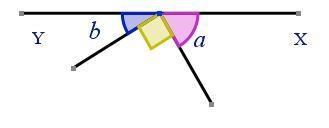 Given that XY is a line segment with the angle a = 46 degrees, work out the value-example-1