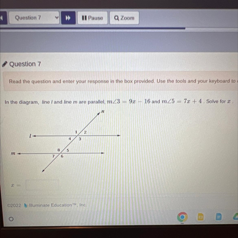 In the diagram, line I and line m are parallel, m/3 18 = 9x 16 and m25 = 7x + 4. Solve-example-1