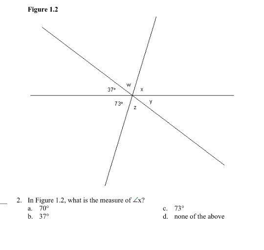 In Figure 1.2, what is the measure of x? image done below-example-1