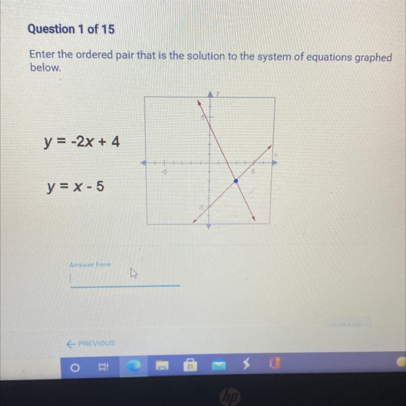 Enter the ordered pair that is the solution to the system of equations graphedbelow-example-1